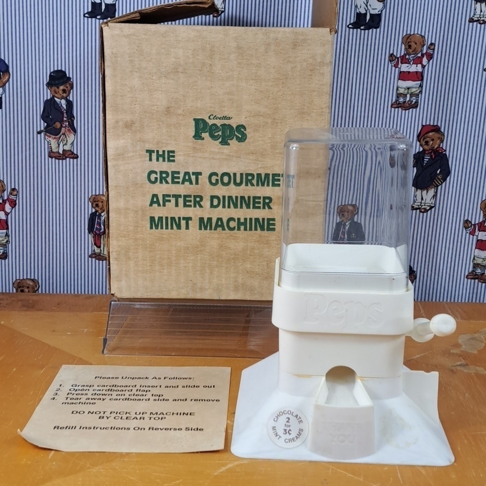 Vintage Cloetta Peps Gourmet after dinner mint chocolate candy machine in box